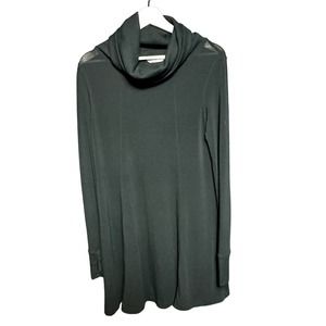 CAbi Women's Black Ribbed Draped Neck Long Sleeve Pullover Sweatshirt Medium